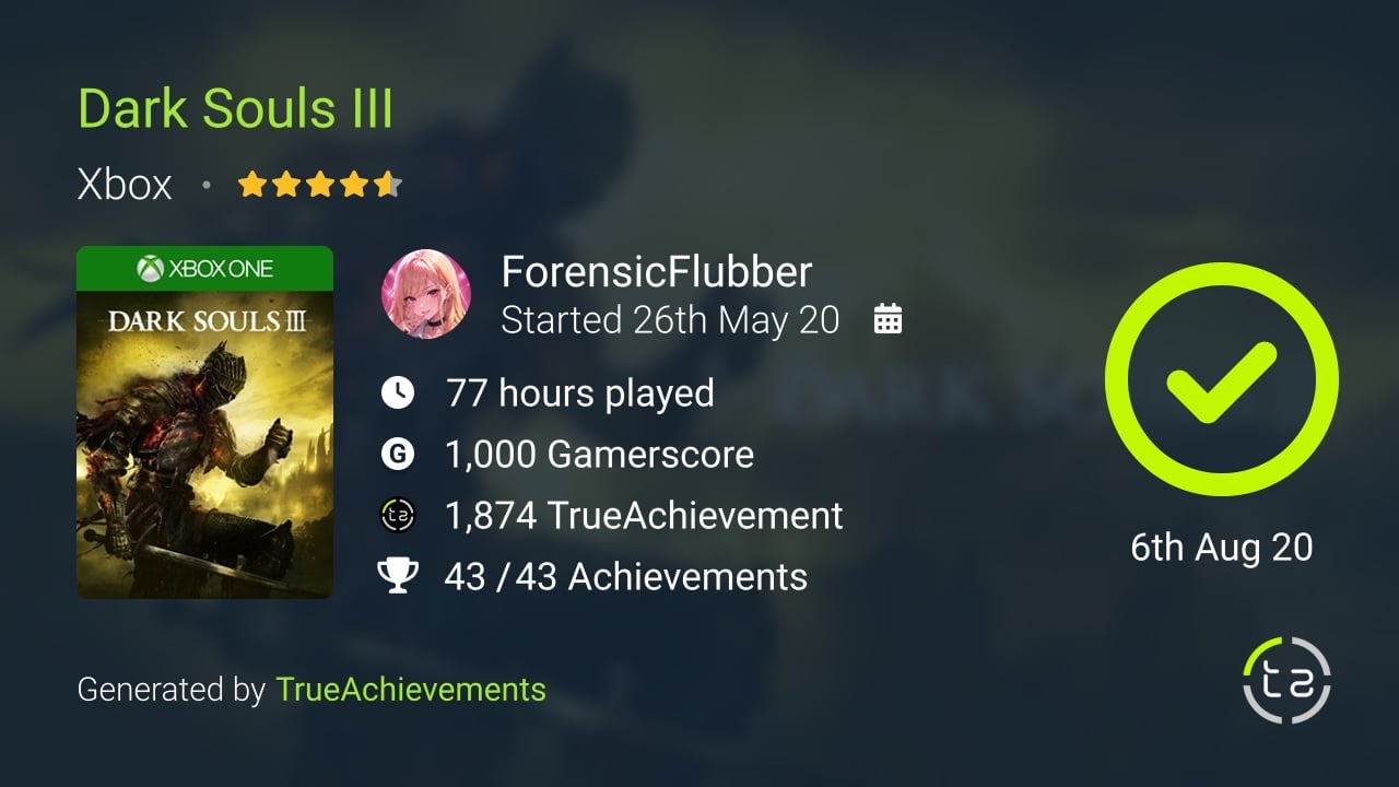 Dark Souls III achievement summary